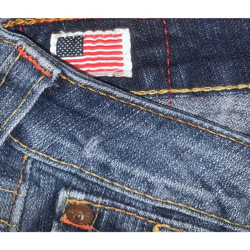 True Religion USA Jeans 32 Straight Y2K‎ Distressed Denim